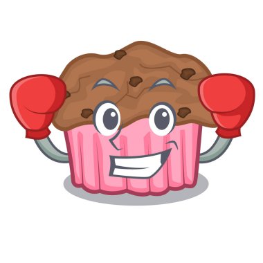 Çizgi film kek kağıt vektör illuustration üzerinde çikolata muffins boks