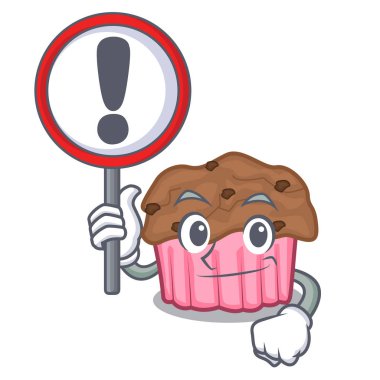 Çizgi film kek kağıt vektör illuustration üzerinde işareti çikolatalı kek ile