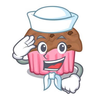 Denizci çikolata muffins karikatür kek kağıt üzerinde illuustration vektör