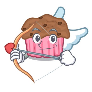 Aşk tanrısı çikolata muffins karikatür kek kağıt üzerinde illuustration vektör