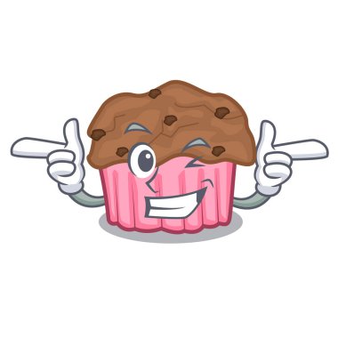 Wink karikatür çikolata muffins vektör çizim yemeye hazır