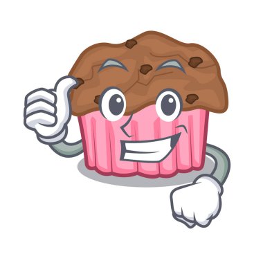 Çizgi film çikolata muffins vektör çizim yemeye hazır yaşasın