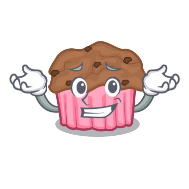 Sırıtan karikatür çikolata muffins vektör çizim yemeye hazır