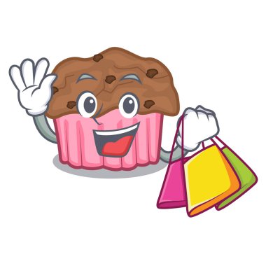 Çizgi film çikolata muffins vektör çizim yemeye hazır alışveriş