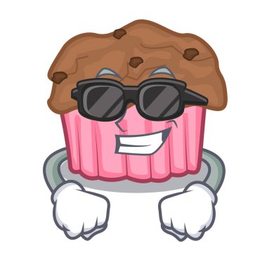 Süper cool karikatür çikolata muffins vektör çizim yemeye hazır