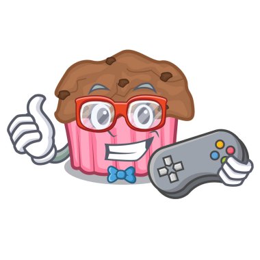 Çikolata muffins ızgara kurulu karakter vektör çizim üzerinde