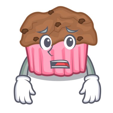 Yazık ki çikolata muffins ızgara kurulu karakter vektör çizim üzerinde