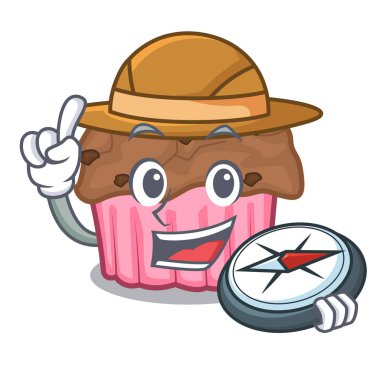 Explorer çikolata muffins ızgara kurulu karakter vektör çizim üzerinde