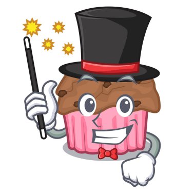 Sihirbaz çikolata muffins maskot tabakta illüstrasyon vektör