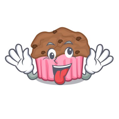 Maskot tabakta deli çikolata muffins illüstrasyon vektör