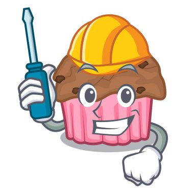 Maskot tabakta Otomotiv çikolata muffins illüstrasyon vektör