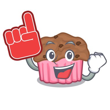Köpük parmak çikolata muffins bir maskot plaka vektör çizim üzerinde