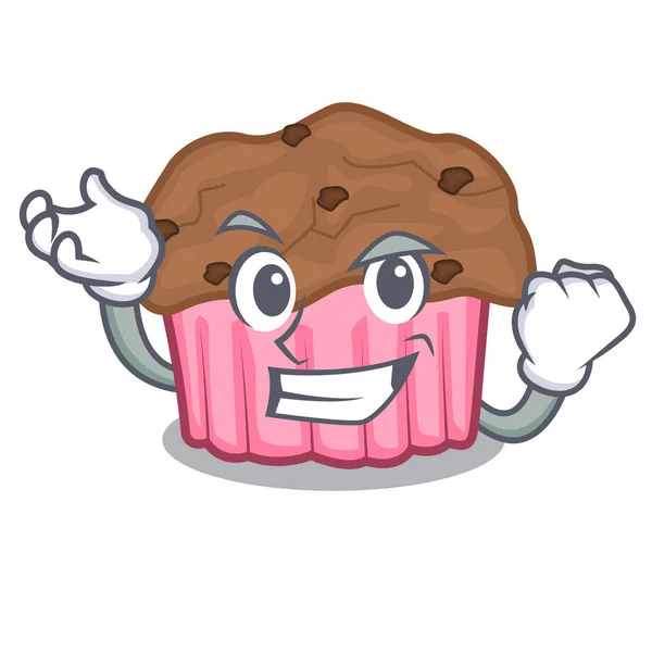 Muffins Σοκολάτας Επιτυχημένη Γελοιογραφία Έτοιμο Φάει Εικονογράφηση Διάνυσμα — Διανυσματικό Αρχείο