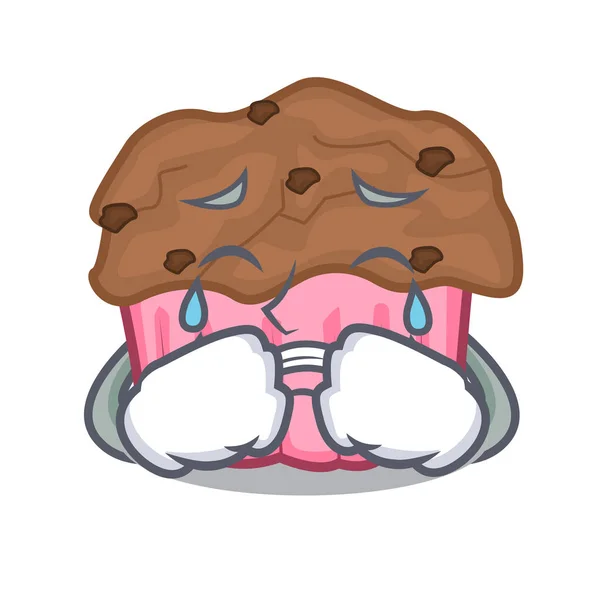 Muffin Choclate Piangenti Tavola Grigliata Personaggio Vettoriale Illustrazione — Vettoriale Stock