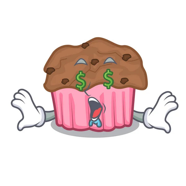 Money Eye Chocolate Muffins Mascot Plate Vector Illustration — Stock Vector