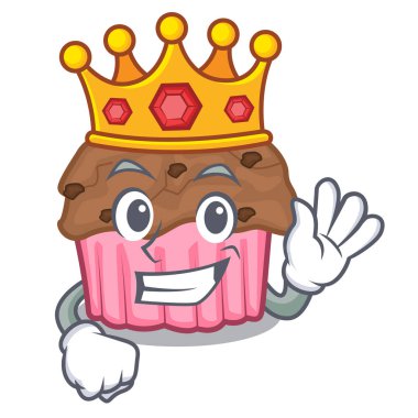 Kral çikolata muffins maskot tabakta illüstrasyon vektör