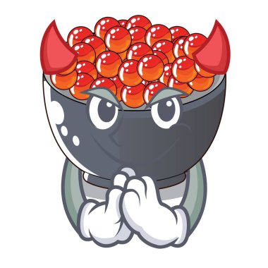 Şeytan somon karaca karakter vektör çizim yemeye hazır