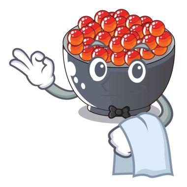 Garson somon karaca karakter vektör çizim yemeye hazır