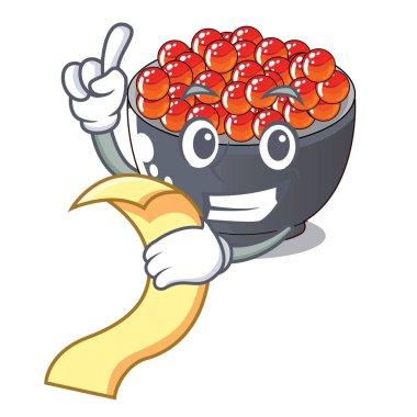 Vektör çizim yemeye hazır menü somon karaca karakterle