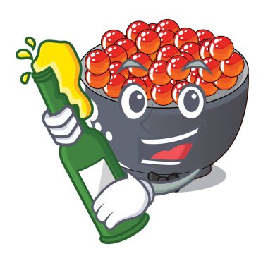 Maskot vektör çizim üzerinde karaca ile izole bira somon ile