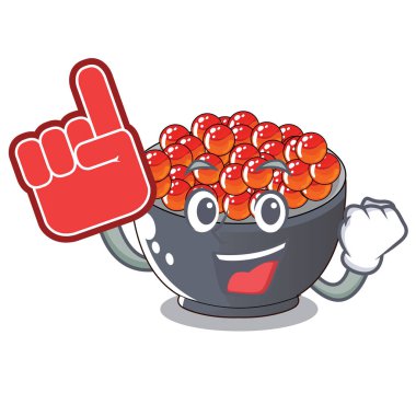 Parmak somon karaca ile maskot vektör çizim üzerinde izole köpük