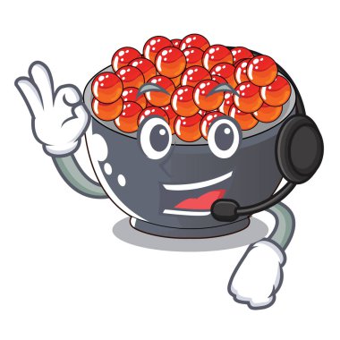 Maskot vektör çizim üzerinde karaca ile izole kulaklık somon ile