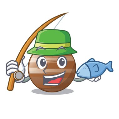 Jüpiter gezegeni izole maskot vektör çizim ile Balık tutma