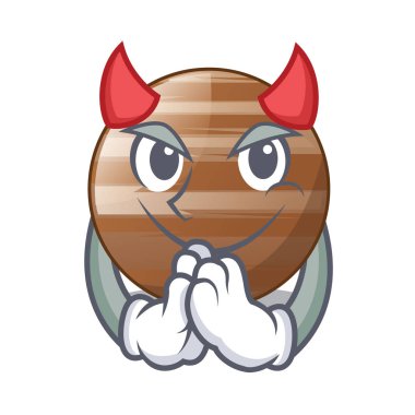 Jüpiter gezegeni izole maskot vektör çizim ile şeytan