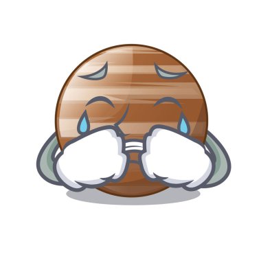 Maskot vektör çizim ile Jüpiter gezegeni izole ağlıyor