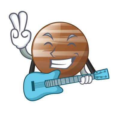 Gitar Jüpiter gezegeni izole ile maskot vektör çizim ile
