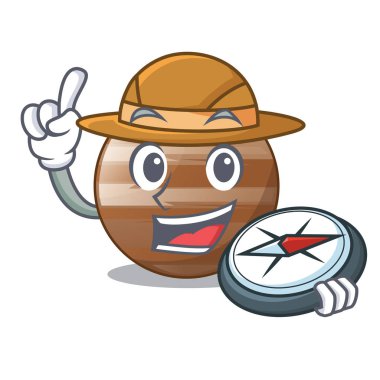 Explorer Jüpiter gezegeni izole maskot vektör çizim ile
