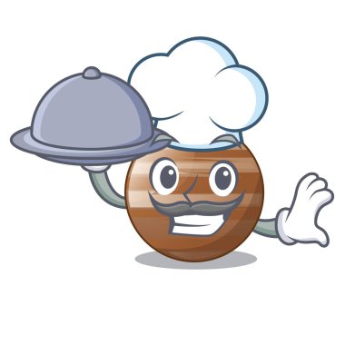 Şef ile gıda Jüpiter gezegeni izole maskot vektör çizim ile