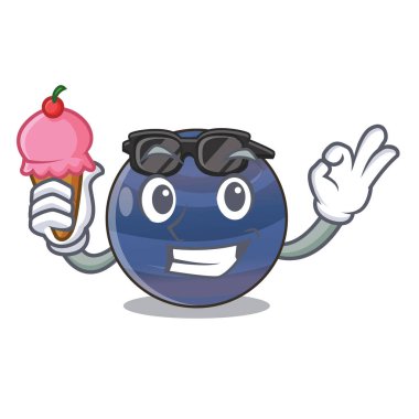 İle krem Neptün gezegeni izole maskot vektör çizim ile buz