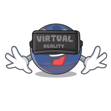 Sanal gerçeklik gezegen Neptün yukarıda gökyüzü çizgi film vektör çizim