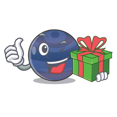 Hediye gezegen Neptün yukarıda gökyüzü çizgi film vektör çizim