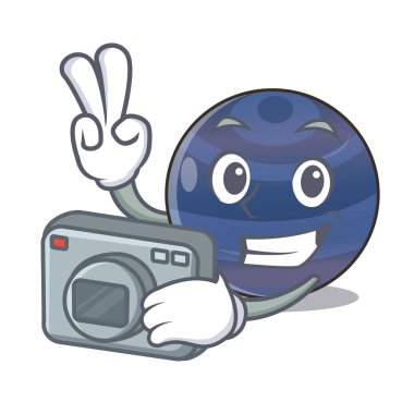 Fotoğrafçı gezegen Neptün yukarıda gökyüzü çizgi film vektör çizim