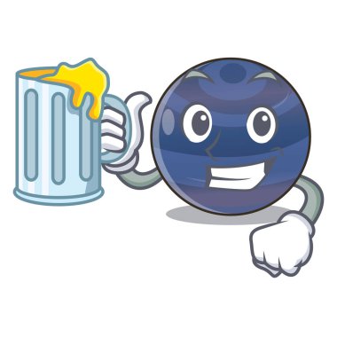 Suyu gezegen Neptün yukarıda gökyüzü çizgi film vektör çizim