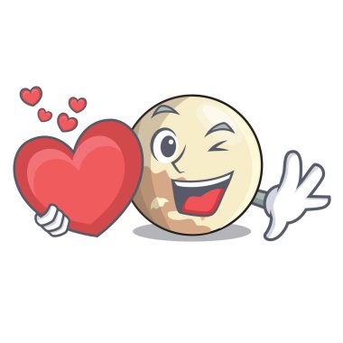 Kalp ile Plüton gezegeni yukarıda gökyüzü vektör çizim karikatür