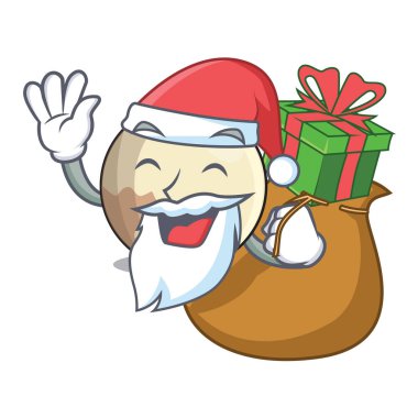 Noel Baba hediye Plüton gezegeni maskot vektör çizim ile izole ile