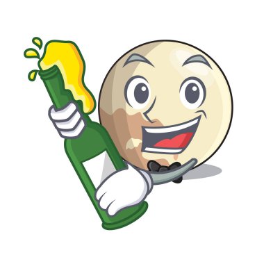 Bira ile Plüton gezegeni maskot vektör çizim ile izole