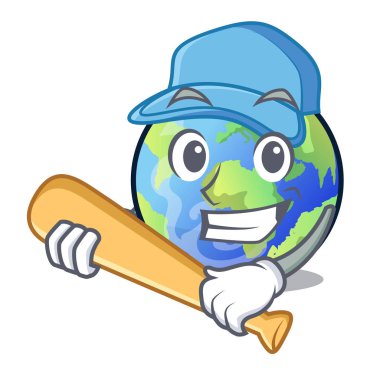 Beyzbol dünya şeklinde karakter vektör çizim üzerinde oynama.