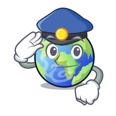 Polis dünya üzerinde karakter vektör çizim şekil