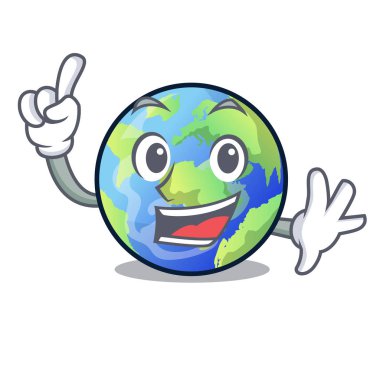 Parmak dünya ile çizgi film vektör illustrtaion izole