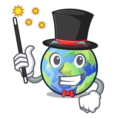 Büyücü Dünya ile çizgi film vektör illustrtaion izole