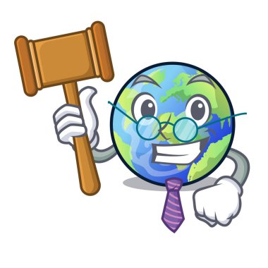 Yargıç toprak ile çizgi film vektör illustrtaion izole