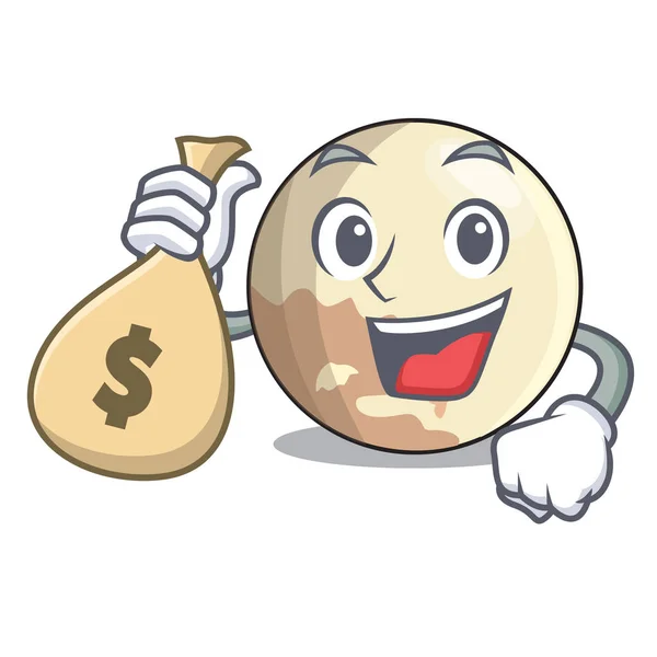 Com Dinheiro Saco Planeta Pluto Desenho Animado Forma Ilustração Vetorial — Vetor de Stock