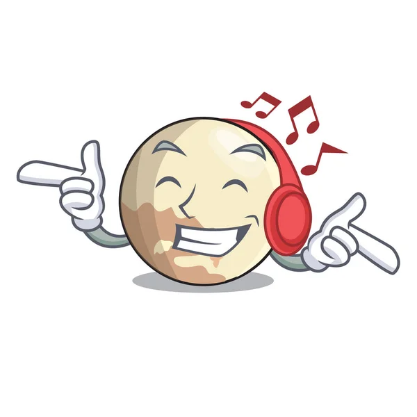 Pluto Çizgi Film Gezegen Gökyüzü Vektör Çizim Üzerinde Müzik Dinleme — Stok Vektör
