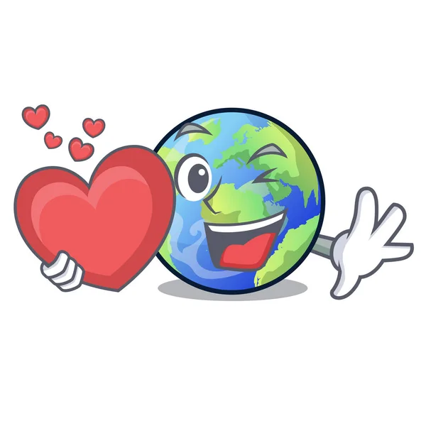 With heart picture of the cartoon langait earth vector illustration