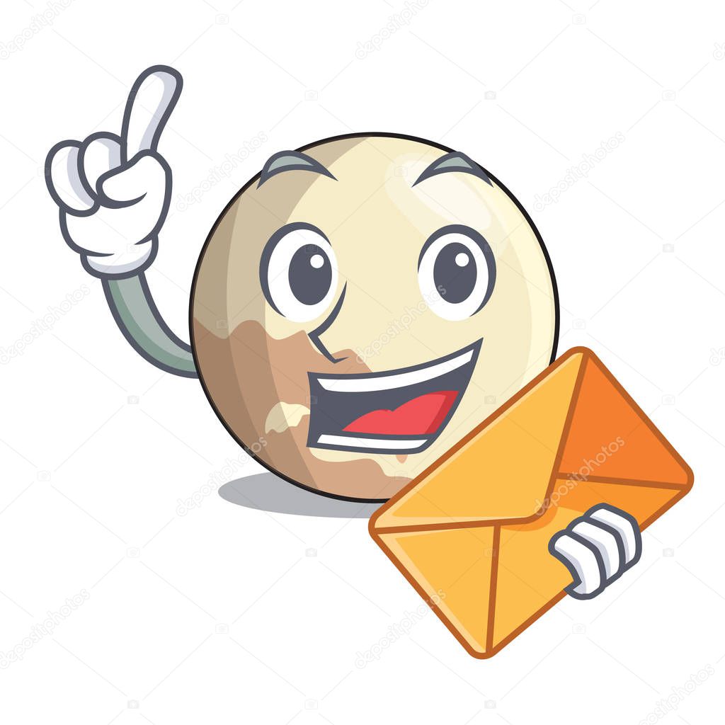 With envelope image of planet pluto in character vector, illustration