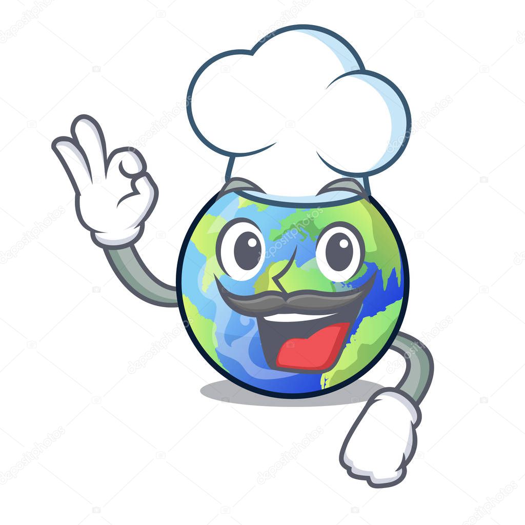 Chef earth above the sky the mascot vector illustration